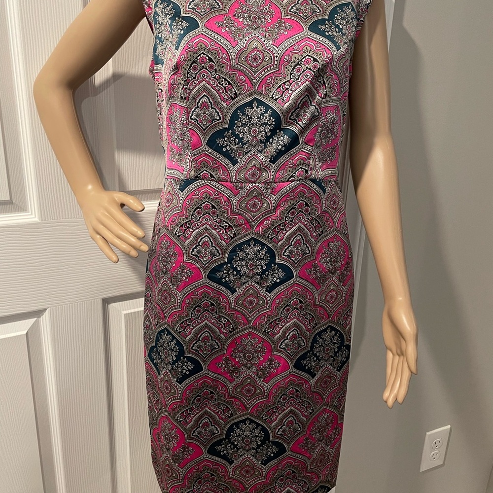 The Limited Pink and Navy Patterned Midi Dress